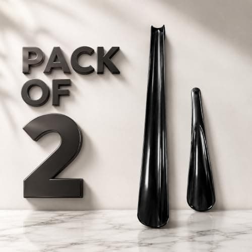 ATKIN BROTHERS Shoe Horn Long Handled Long Shoe Horn Helper Plastic Shoehorn for Men Women with Comfort Grip Long Shoe Horns Flexible Travel Extra Long Shoe Horn for Elderly Long Small Black (2 Pcs) — view 2