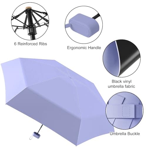 FWHFNB Travel Umbrella, Pocket Umbrella, UV Umbrella, Mini Umbrella for Women Handbag,With Storage Box, Portable Lightweight Compact, for Travel Outdoor Daily Use (Mint Green) — view 3