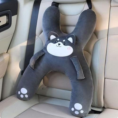 Car Pillow for Kids, H-shaped Neck And Back Comfort, Cozy Neck Head Support Sleeping Headrest for Travel, Hands & Seat Belt Slot, Washable And Compressible, Perfect for Car,Plane,Train,Boat & More