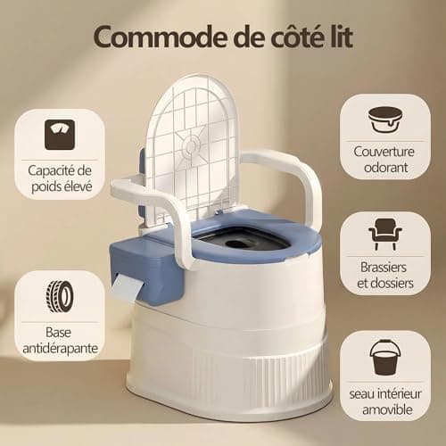 RVTENRIO Ergonomic Portable Toilet with Lid and Tissue Holder – Khaki — view 4