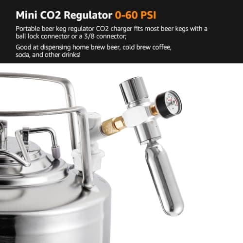 WELLBOM 0-60 PSI Mini Keg Regulator, Portable CO2 Charger Regulator — view 3