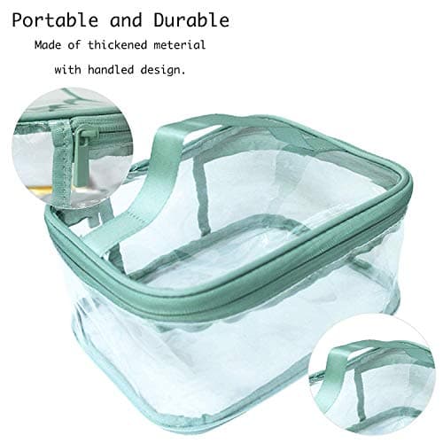 FIYUK Toiletry Bag Makeup Cosmetic Clear Bag Portable Waterproof Transparent Travel Large Storage Green — view 4