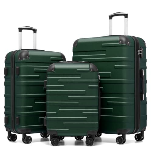 COOLIFE 3 Piece Suitcase Set, Durable Luggage Set for Family with TSA Lock