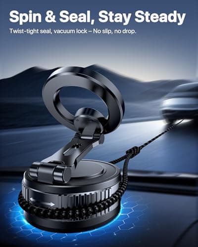 Miracase for MagSafe Car Mount, [Strong Suction + Nano Gel] Vacuum Magnetic Phone Holder for Car, [360° Rotatable & Foldable] Phone Holder for iPhone 17 Pro Max, Black — view 4