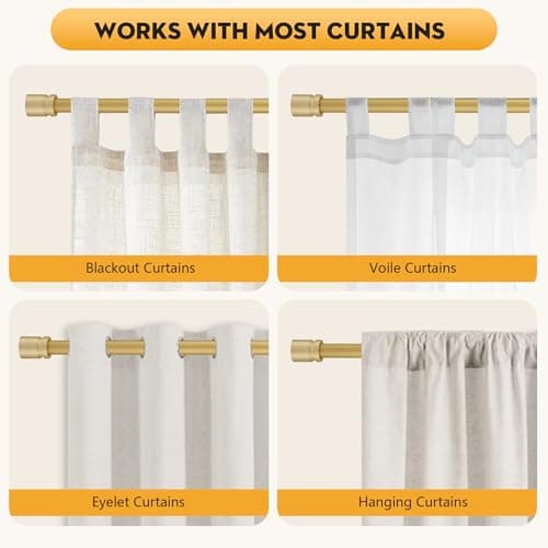 Poskena 16mm Gold Curtain Pole, Curtain rods 67-147cm — view 5