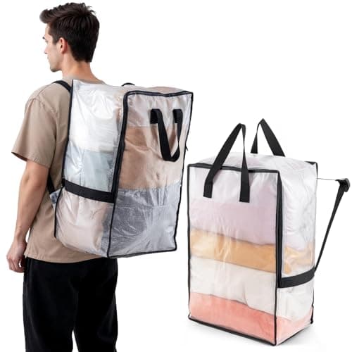 TAILI Backpack Moving Bags, Clothes Storage, Strong Handles, 2 Pack Clear