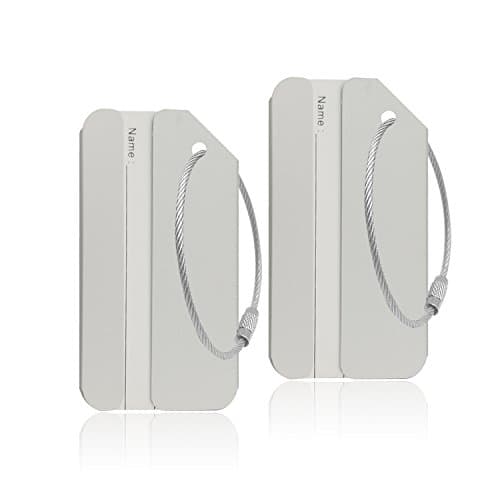 Aluminum Luggage Tag for Luggage Baggage Travel Identifier By Ovener (Silver 2 Pcs)
