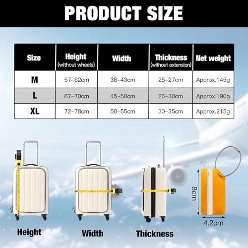 Scettar Suitcase Cover Protectors,Travel Trolley Case Cover Protector,Suitcase Covers Protectors Large with Luggage Tag (L-Black) — view 2