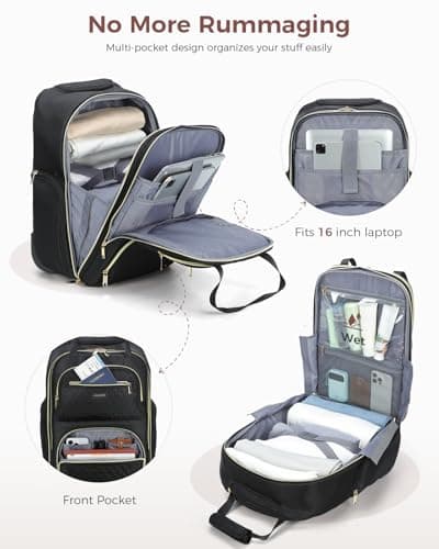 Ponhog Rolling Laptop Travel Backpack with Wheels for Women — view 4