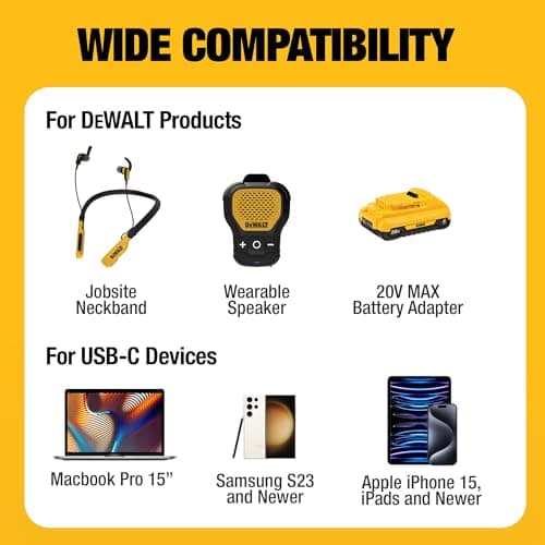 Dewalt Heavy Duty Usb C Car Charger, 120W 2-Port Pd 3.0 Type C Adapter, Pps Fast Charging With Power Delivery For Iphone 15 14 13 12 11 X Xs Pro Max Mini, Galaxy S22/S20/S10, Pixel, Ipad/Ipad Mini — view 2