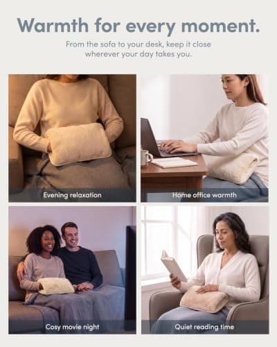 Keplin Rechargeable Electric Hot Water Bottle - Auto-Shut Off, Fast Heating Heat Pad, Back Pain Relief, Rechargeable Hand Warmers & Heating Pad, Small Hot Water Bottle, 1 Year Warranty, Cream — view 6