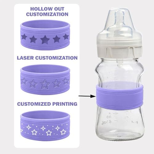 Personalised Water Bottle Band, Custom Water Bottle Name Labels, Food Grade Silicon Non-Slip Anti-Heat Insulation Hollow Rubber Cup Sleeve (Blue) — view 5