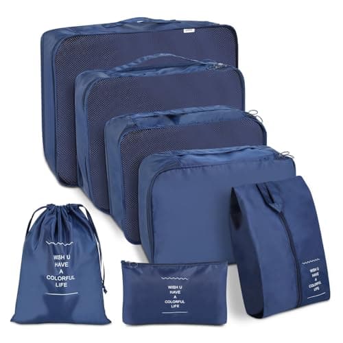 7-Piece Packing Cube Set for Suitcases, Waterproof Travel Organizer Bags for Clothes, Shoes, Cosmetics & Accessories, Lightweight Luggage Organizer Set for Travel, Business Trips & Vacation