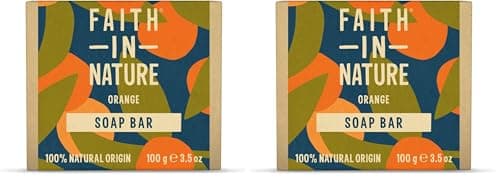Faith In Nature Natural Orange Hand Soap Bar, Detoxifying, Vegan and Cruelty Free, No SLS or Parabens, 100 g (Pack of 2)