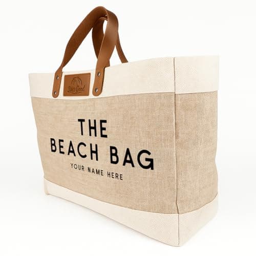 KRAFTYGIFTS Large Beach Tote Bag - Personalised Womens Holiday Handbag - Vacation Carry Shopper - Weekend Bag - Oversizes Shopping Carrier (The Beach Bag) — view 3