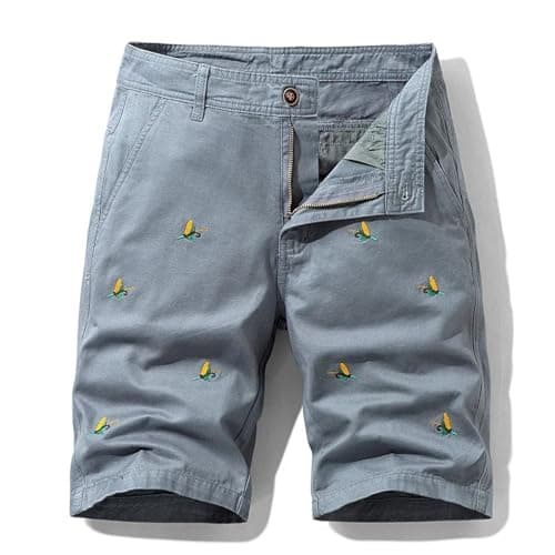 YUECIBAI Sports Running Shorts For Men Embroidery Men'S Multi Pocket Cargo Shorts Male Cotton Mens Shorts Pants 36 Grey