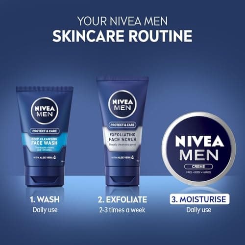 NIVEA MEN - Crème Moisturiser - Face, Hand & Body Cream - Enriched With Aloe Vera & Vitamin E - Cares & Hydrates - Non-Greasy - Absorbs Quickly - All Skin Types - 150 ml — view 4