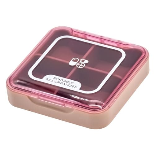 PAITOK Small Pill Case,Portable Pill Box BPA Free Travel Pill Organiser Moistureproof Tablet Box Cute Pocket Pill Box with 4 Large Compartmensts for Medication, Vitamin, Supplement(Pink)