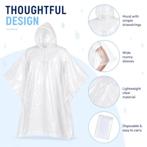 The Fancy Dress Clear Poncho Waterproof Adults - Unisex Mens Disposable Water Proof Rain Ponchos Family Pack For Hiking Cycling & Camping (3 Pack) — view 3