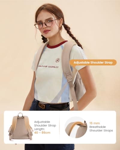 LOVEVOOK Backpack Womens Small Fashion Rucksack with Pouch Pocket for Large Capacity Cup, 11 Inch Waterproof Mini Casual Back Packs Bag for Work School Travel College Kids Girls Ladies — view 6