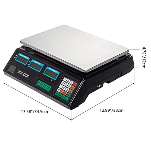 Bonnlo 88LB 40KG Deli Electronic Commercial Price Computing Scale w/LCD Display, Stainless Steel Platform & Charging Cable for Store, Kitchen, Restaurant Market, Farmer, Food, Meat, Fruit — view 5