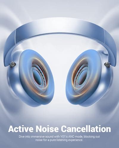 Wentronic Y01 Wireless Over Ear Headphones, Noise Canceling Bluetooth 5.3 Headphones with Microphones,Hi-Res Audio,48H Playtime,Foldable,Breathable Soft Earpads for iOS/Android/Samsung/PC-Blue — view 3