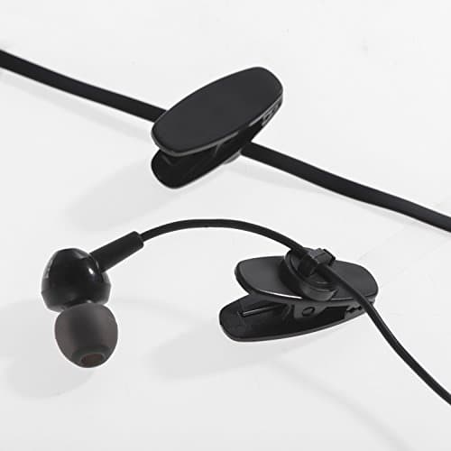 20 Pieces Clips for Earphone Wire 360 Degree Rotate Black Earphone Cable Clothing Clip for Fixing Headphone Wire (1.18 Inches) — view 2