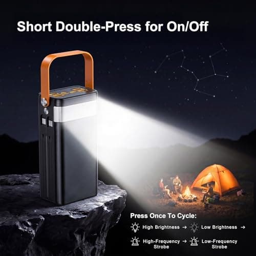 BEOSIOR Solar Battery Bank, 22.5W Fast-Charging Station 50000mAh Portable Charger with LED Light, Built-in Cables, PC, 4 Outputs, 3 Inputs for Phones, Tablets, Laptops, Camping, Hiking, Emergencies — view 5