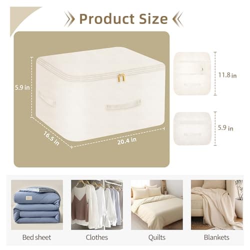 Fivaran Ultra Space Saving Self Compression Organizer, Comforter Storage Bag for Clothes, Blankets, Pillows, Duvet, Comforters, Bedding Sets and Much More (Khaki,L - 54 * 42 * 30cm) — view 2
