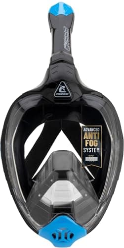 Cressi Bali Full Face Snorkel Mask - Panoramic Diving Mask - Dry-Top Snorkel Set for Adults - Leak-Free Scuba Equipment - Black / Blue - S/M - Full Face — view 2