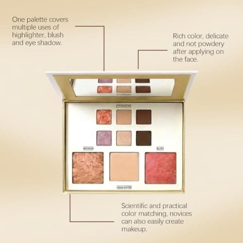All-in-one Makeup Set with Brush, Baked Starter Makeup Palette Kit, Includes Bronzer, Blush, Highlighter and 6 Eyeshadows, Cosmetics Gift Set for Women — view 3