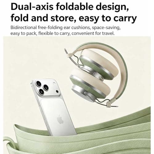 DOCANIO ANC Active Noise Cancelling Headphones, Over-Ear Bluetooth Headphones with 40mm Drivers, 42H Playtime, Foldable Design for Work, Travel, Home beige — view 3