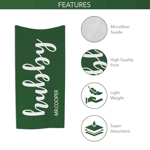 Print Maniacs Personalised Hubby and Wifey Beach Towel with Custom Name Microfibre Towel Large Quick Dry Lightweight Travel Towel Honeymoon Holiday Pool Gym Spa — view 3