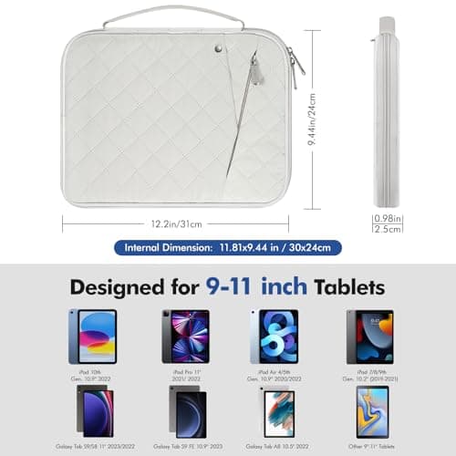 MoKo 9-11 Inch Tablet Sleeve Carrying Case with Handle, Padded Protective Travel Bag for New 11 inch iPad Air M3, iPad A16, i-Pad Pro 11 M5 2025, i-Pad 10./Air 5/4. Gen10.9, Tab S9/S8 11, Cream — view 2