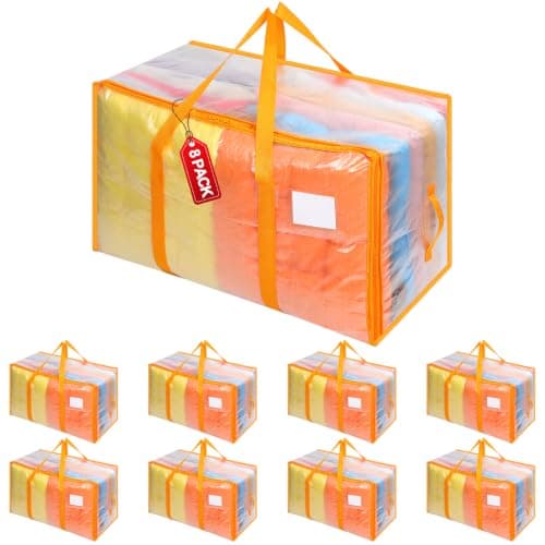 Dntorx 8 Pack 105L Moving Bags Clothes Storage Bags Drom Packing Box, Orange
