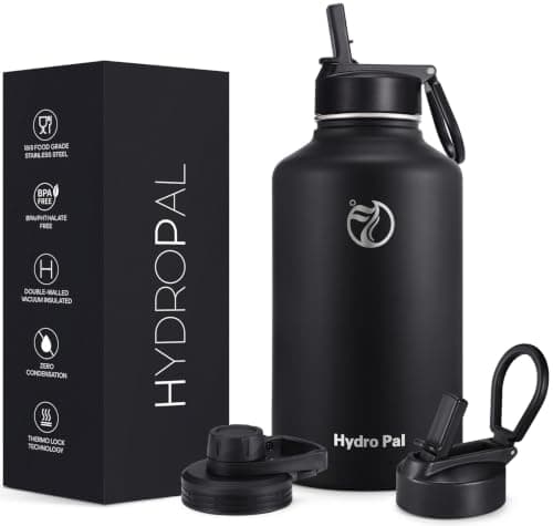 HydroPal Vacuum Insulated 1.9L Stainless Steel Water Bottle with Dual Lids