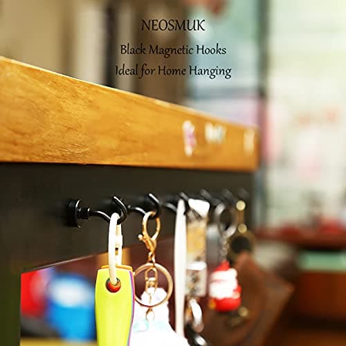 Neosmuk Black Magnetic Hooks, 22 lb+ Heavy Duty for Fridge, Extra Strong Super Cruise Hook for Hanging, Magnetic Hanger for Curtain, Grill, Towel, Ceiling Pack of 20 — view 3