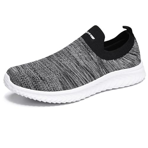 Walking Shoes Mens Light Weight, Trainers Men Barefoot, Loafer Shoes Slip On Sneakers with Anti Slip Soles Lightweight Walking Shoes Athletic Running Shoes Gym Workout Shoe with Arch Support Grey — view 3