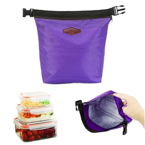 Insulated Lunch Bags Leakproof Small Cooler Bag with Buckle Clasp & Handle Waterproof Thermal Bag Portable Cool Keep Foods Warm/Cool for 2-4 Hours for School Picnic Travel Purple
