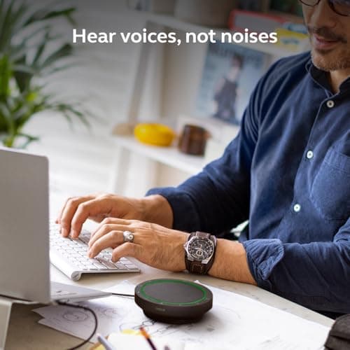 Jabra Speak2 55 Wireless Bluetooth Speakerphone with 4 Noise-cancelling Mics, Full-range 50mm Speaker, Wideband Audio, Compact and portable - Certified for Zoom and Google Meet - Dark Grey — view 6