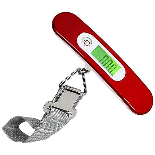 ASAB Digital Luggage Scale for Suitcase Electronic Weighing Scale Ergonomic Grip 50KG Capacity Hanging Travel Luggage Weight Scale Backlit LCD Display Tare Function Overload Indicator 4 Weight Units