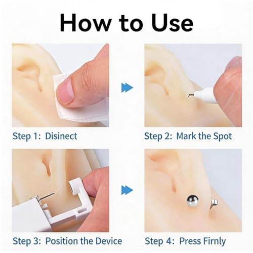 FJDRSIG 2 Pcs Disposable Ear Piercing Kit, Painless Self Ear Piercing Gun Kit, Portable Self Ears Piercings, Safety Ears Piercings Gun Tool,for Girls Boys Women Men Lobe Cartilage Helix(White) — view 3