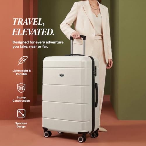 LUGG 28 Inch Jetset Suitcase Hard Shell Case 4 Wheel Travel bag Lightweight ABS Material with TSA Lock Approved for Travel with easyJet, British Airways, RyanAir, Virgin Atlantic, Emirates(75x49x29cm) — view 2
