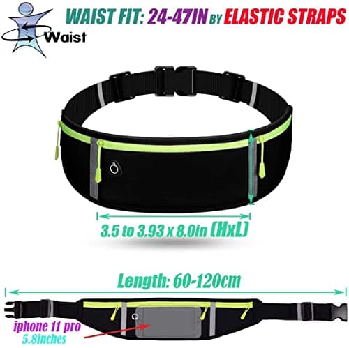 LocoJoy Best Comfortable Running Belts with Reflective Strip that Fit All Phone Models and Fit All Waist Sizes for Running, Workouts, Cycling, Travelling Money Belt & More,Black — view 6