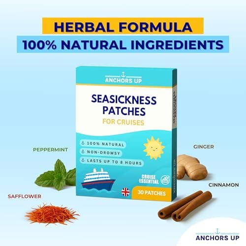 Seasickness Patches for Cruises – Treats Motion and Sea Sickness – Non-Drowsy – 100% Natural – Fast Relief – Long-Lasting – Box of 30 – Cruise Essential by Anchors Up — view 3