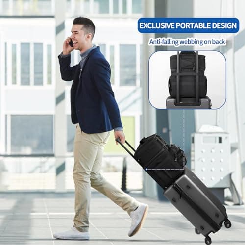 PARTI FISH Cooler bag Lunch Bag 5-Layers Strong Insulated Cool Bag for Men 15-18L 2-Decks Large Expandable Water-Leak-proof Anti-slip-fall Tote Shoulder Lunch Kit Travel Golf Wine Work, Tactical Black — view 6