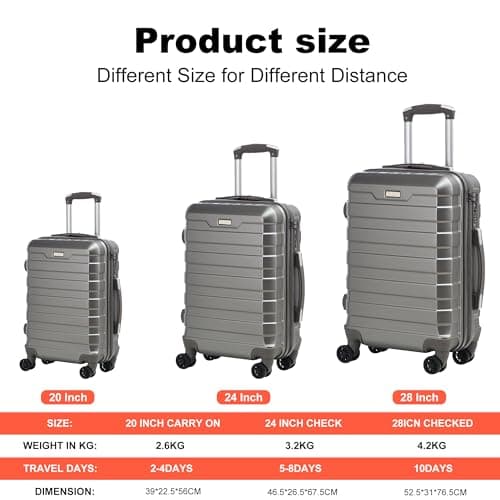 RMW Suitcase 2 Piece Cabin 20" Carry On Hand Luggage Hard Shell — view 4