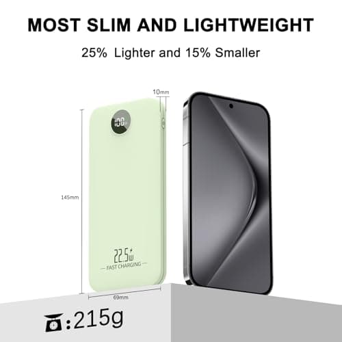 Power Bank, 10000mah Fast Charging Portable Charger, USB-C in/Out, 3 Outputs & 2 Inputs, LED Display Slim Battery Pack Compatible with iPhone 15/14/13/12,Google Android — view 2