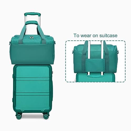 Kono Luggage Sets of 2 Piece Lightweight 52x38x21cm ABS+PC Hard Shell Travel Carry on Suitcase with TSA Combination Lock + Ryanair 40x20x25cm Cabin Bag (Turquoise, 20 Inch Luggage Set) — view 5