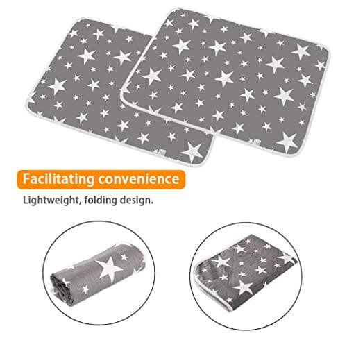 SACONELL 2 Pack Baby Waterproof Changing Mat,19.6'' X 27.5'' Portable Nappy Change Mat Unisex Infant Diapering Sheet Protector Cotton Absorbent Sheet Bed Pads — view 5